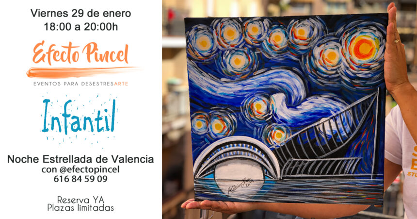 Efecto Pincel – Infantil – noche estrellada